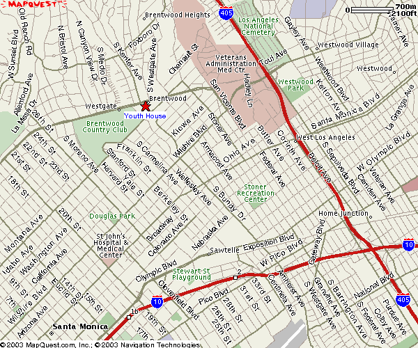 map to West Los Angeles Karate School class location